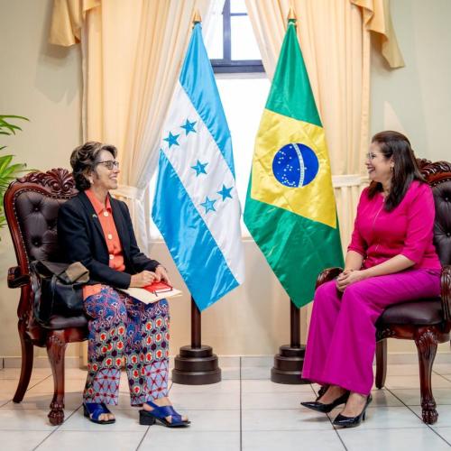 Reunión entre la Ministra de Defensa Nacional Rixi Moncada y la Embajadora de Brasil Andrea Saldanha da Gama Watson